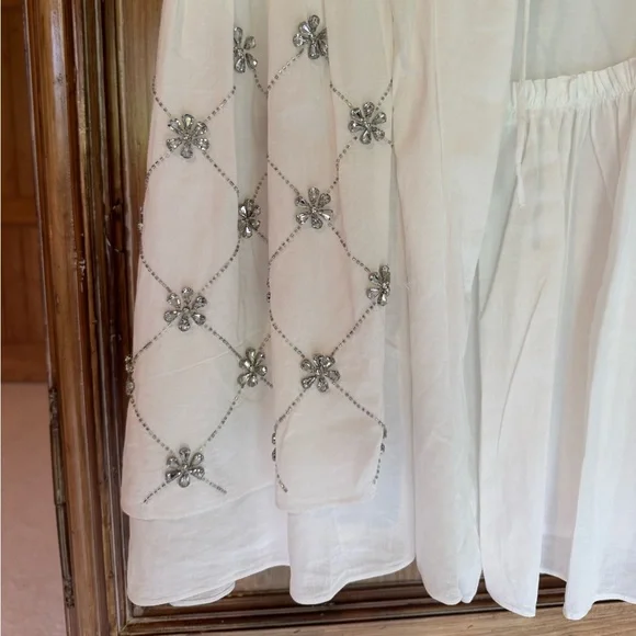 New RHODE Elsa Embellished Cotton Wrap Minidress size S - Picture 4 of 16